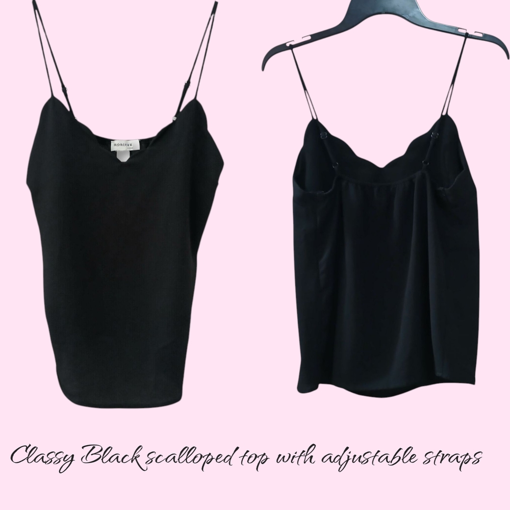 Elegant Black Scalloped Top by Aritzia